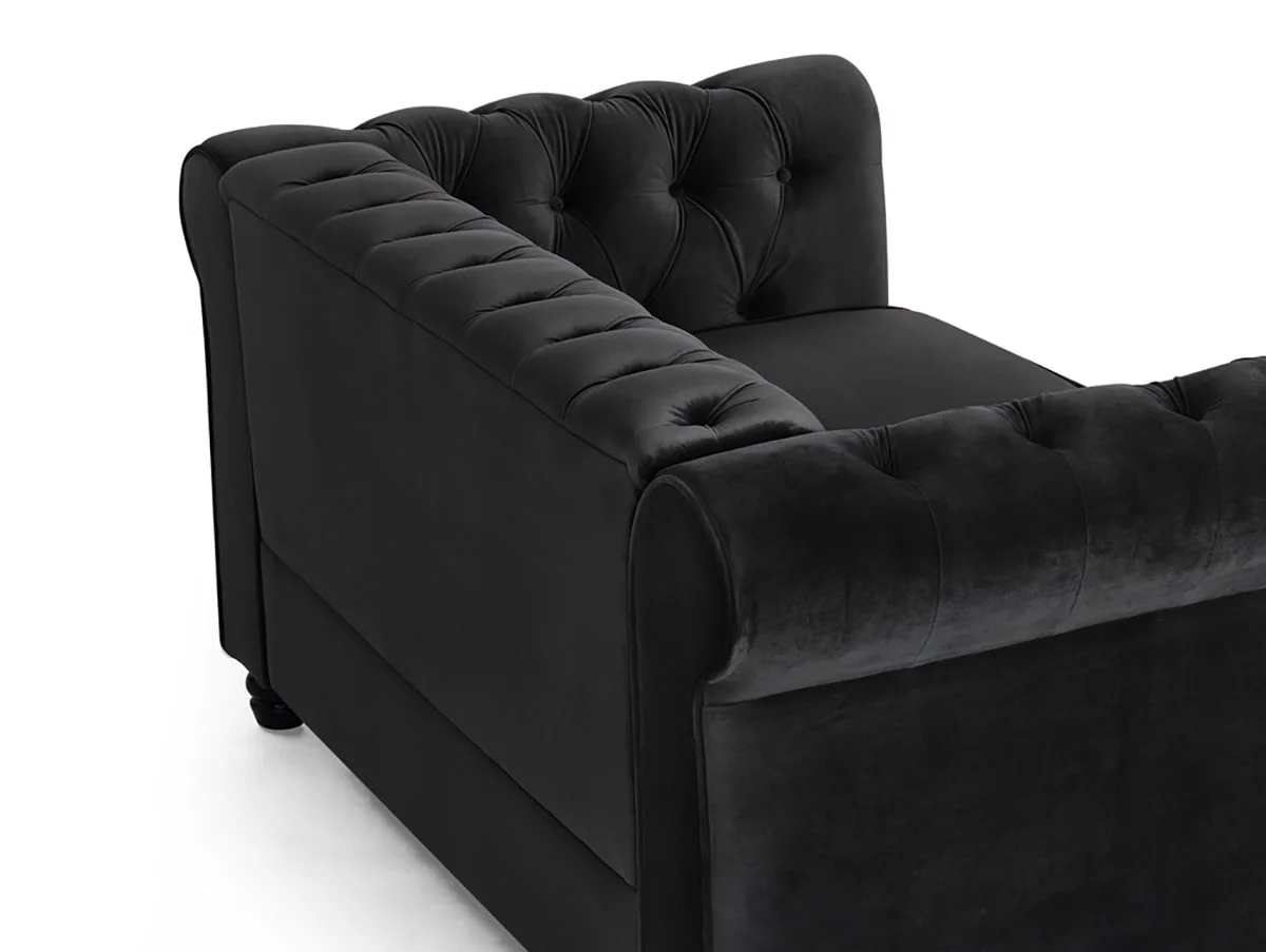 TGC TGC Chester Black Velvet Fabric 2 Seater Sofa