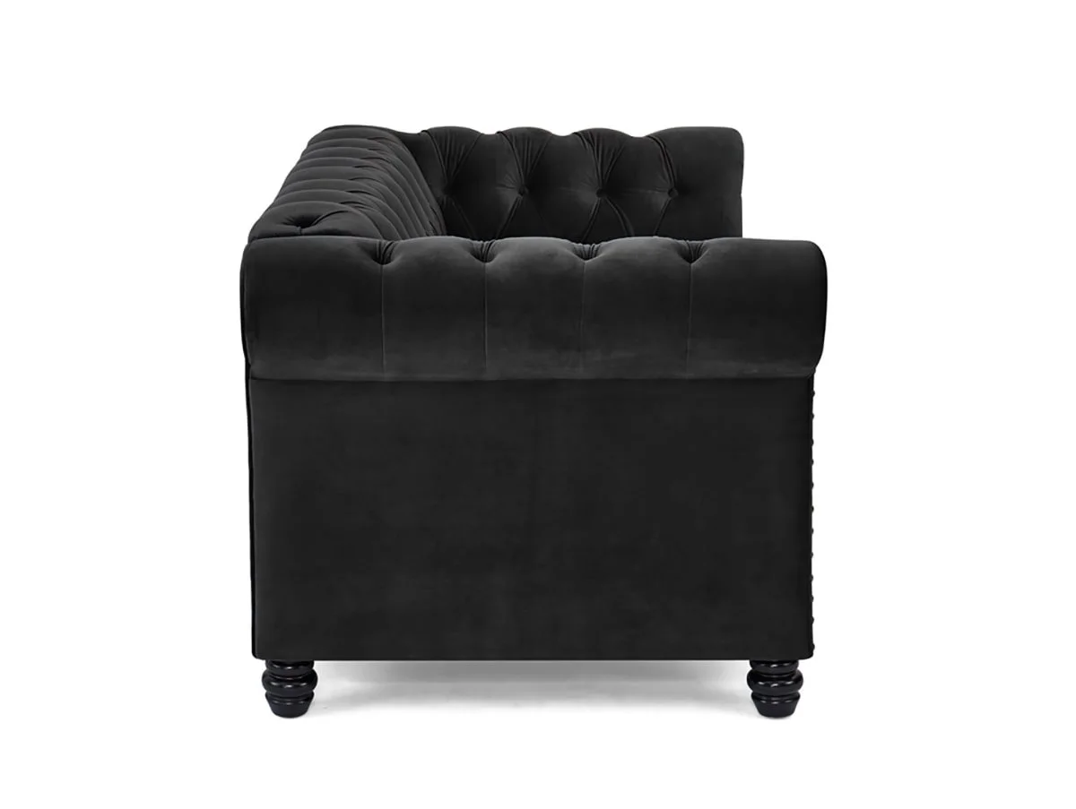 TGC TGC Chester Black Velvet Fabric 2 Seater Sofa