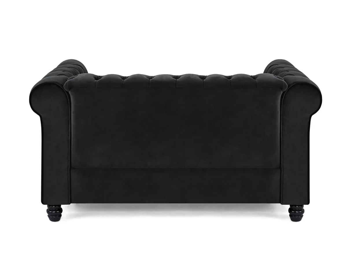 TGC TGC Chester Black Velvet Fabric 2 Seater Sofa