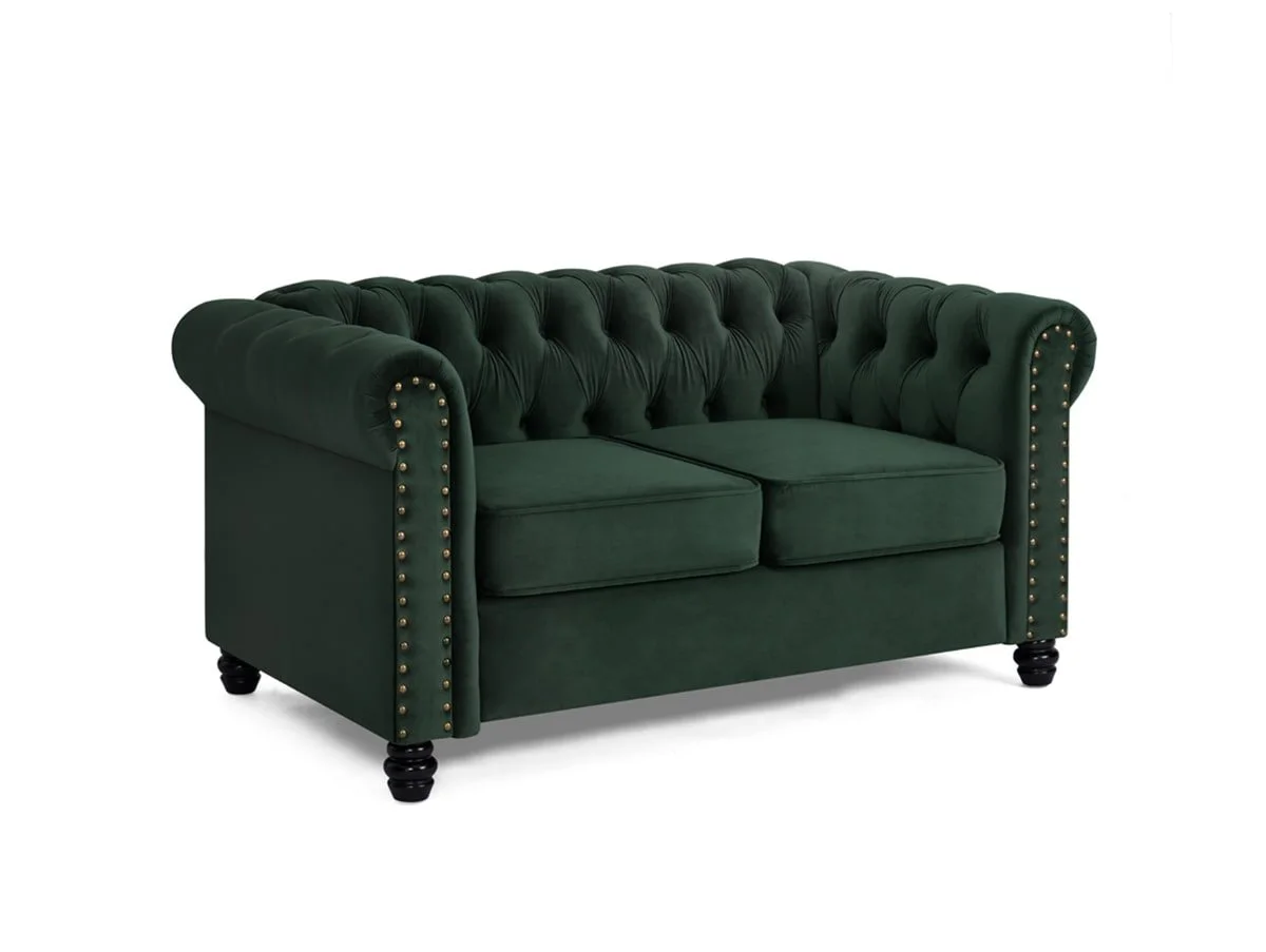TGC TGC Chester Green Velvet Fabric 2 Seater Sofa