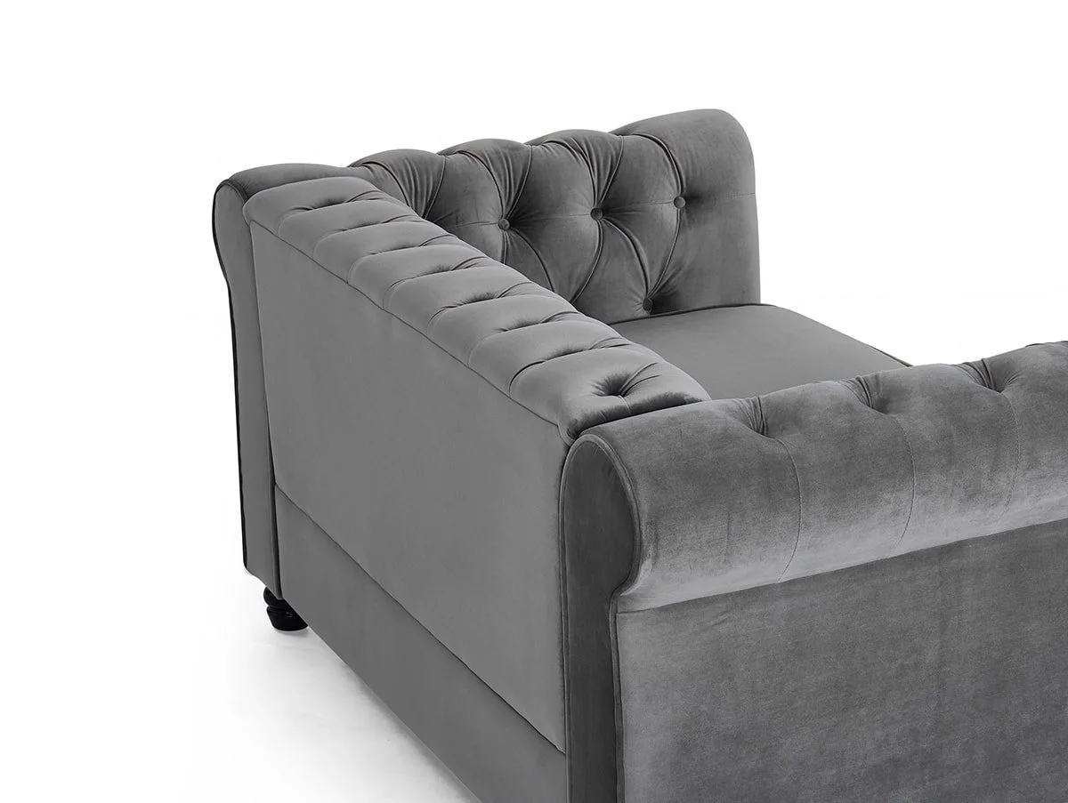 TGC TGC Chester Grey Velvet Fabric 2 Seater Sofa