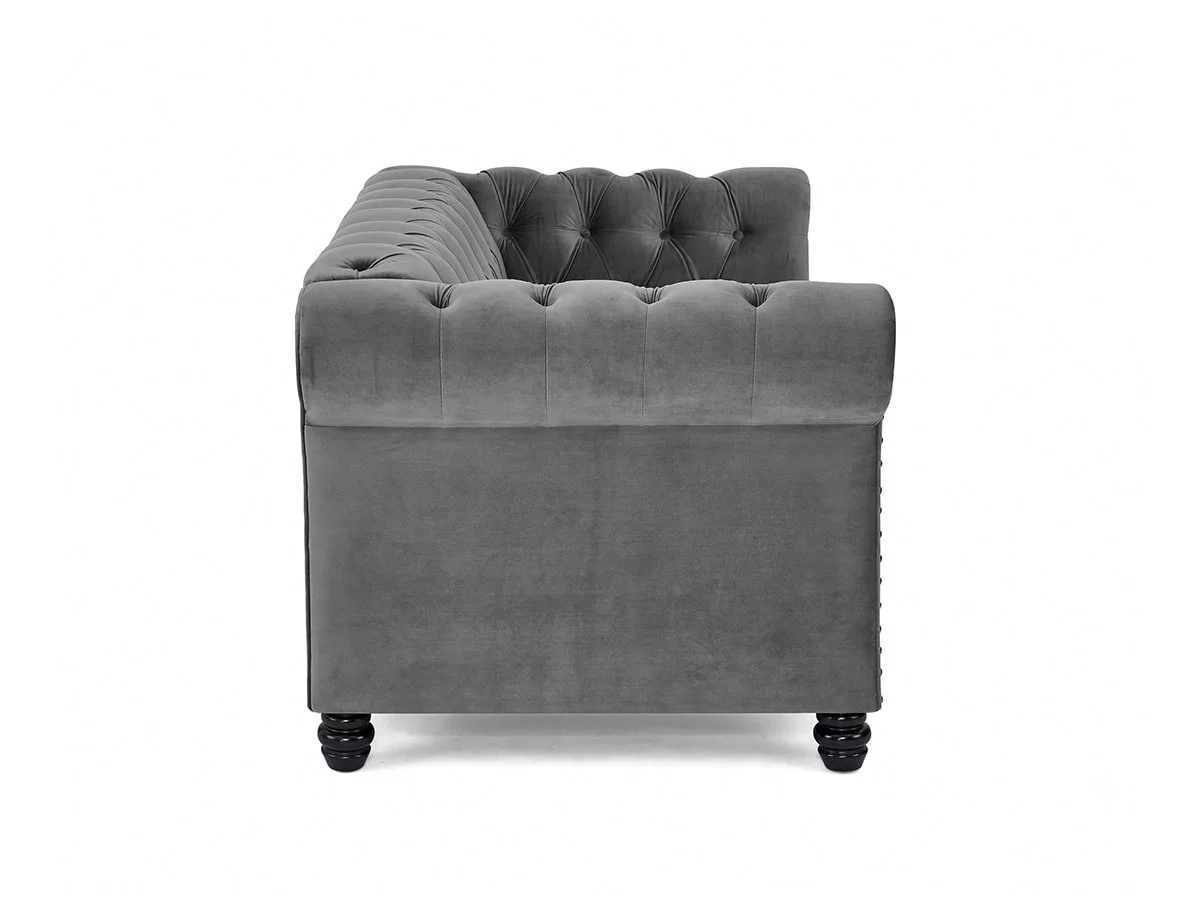 TGC TGC Chester Grey Velvet Fabric 2 Seater Sofa