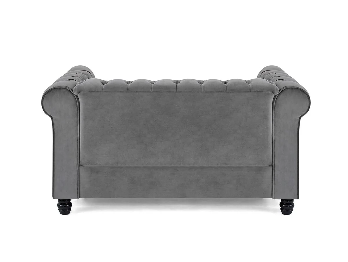 TGC TGC Chester Grey Velvet Fabric 2 Seater Sofa