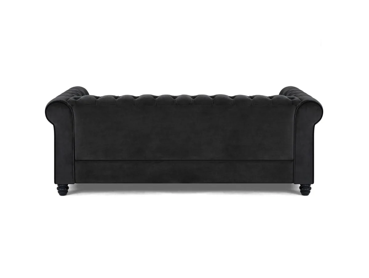 TGC TGC Chester Black Velvet Fabric 3 Seater Sofa
