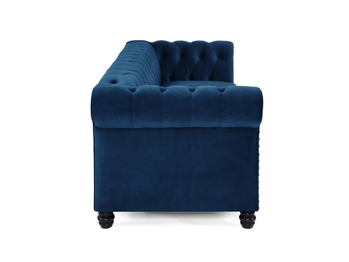 TGC TGC Chester Blue Velvet Fabric 3 Seater Sofa