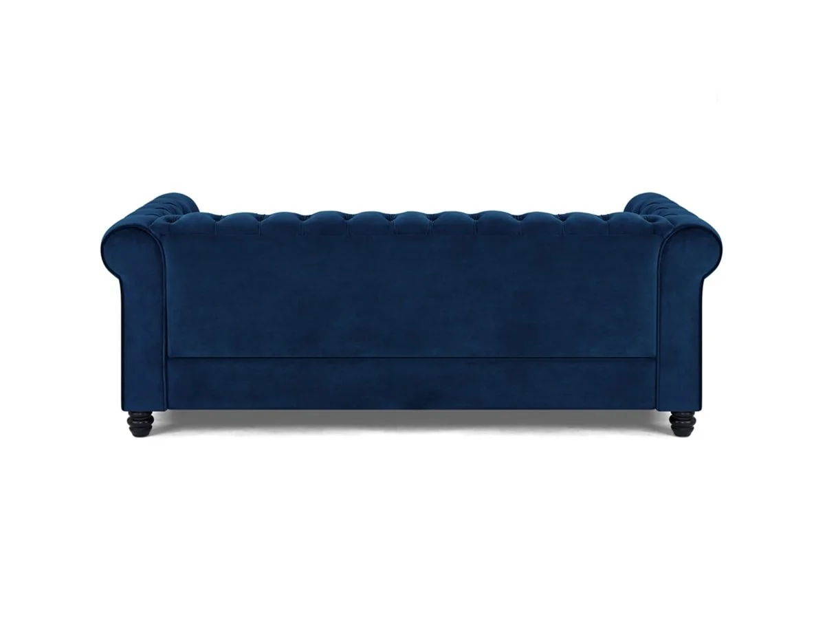 TGC TGC Chester Blue Velvet Fabric 3 Seater Sofa
