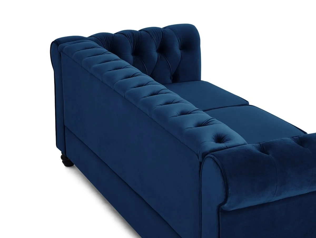 TGC TGC Chester Blue Velvet Fabric 3 Seater Sofa