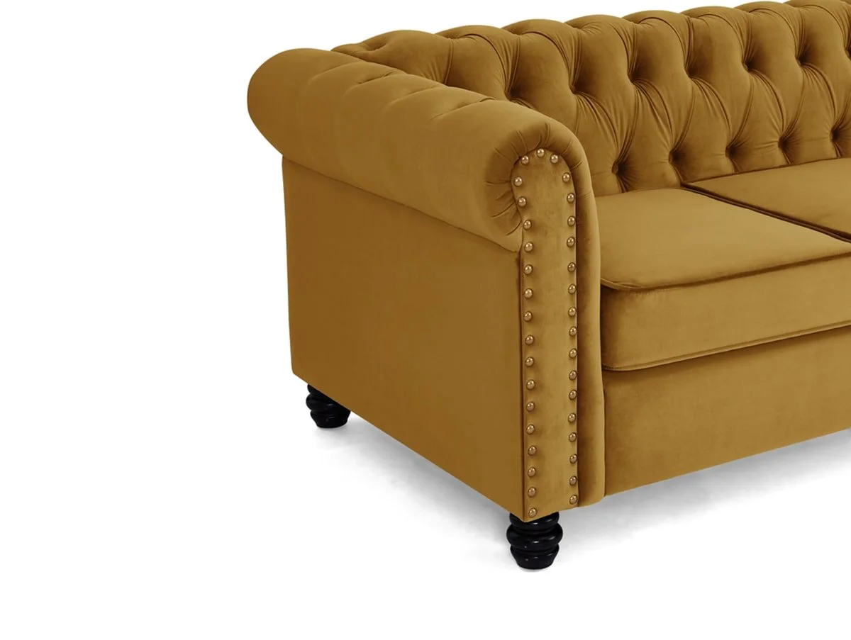 TGC TGC Chester Gold Velvet Fabric 3 Seater Sofa