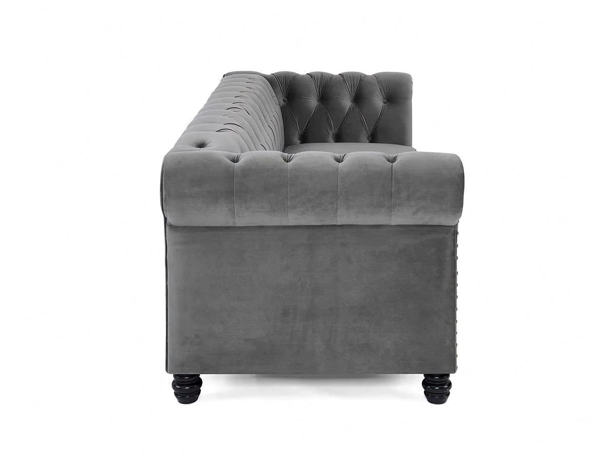 TGC TGC Chester Grey Velvet Fabric 3 Seater Sofa