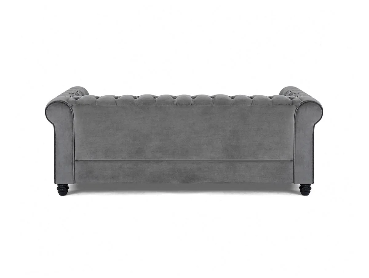 TGC TGC Chester Grey Velvet Fabric 3 Seater Sofa