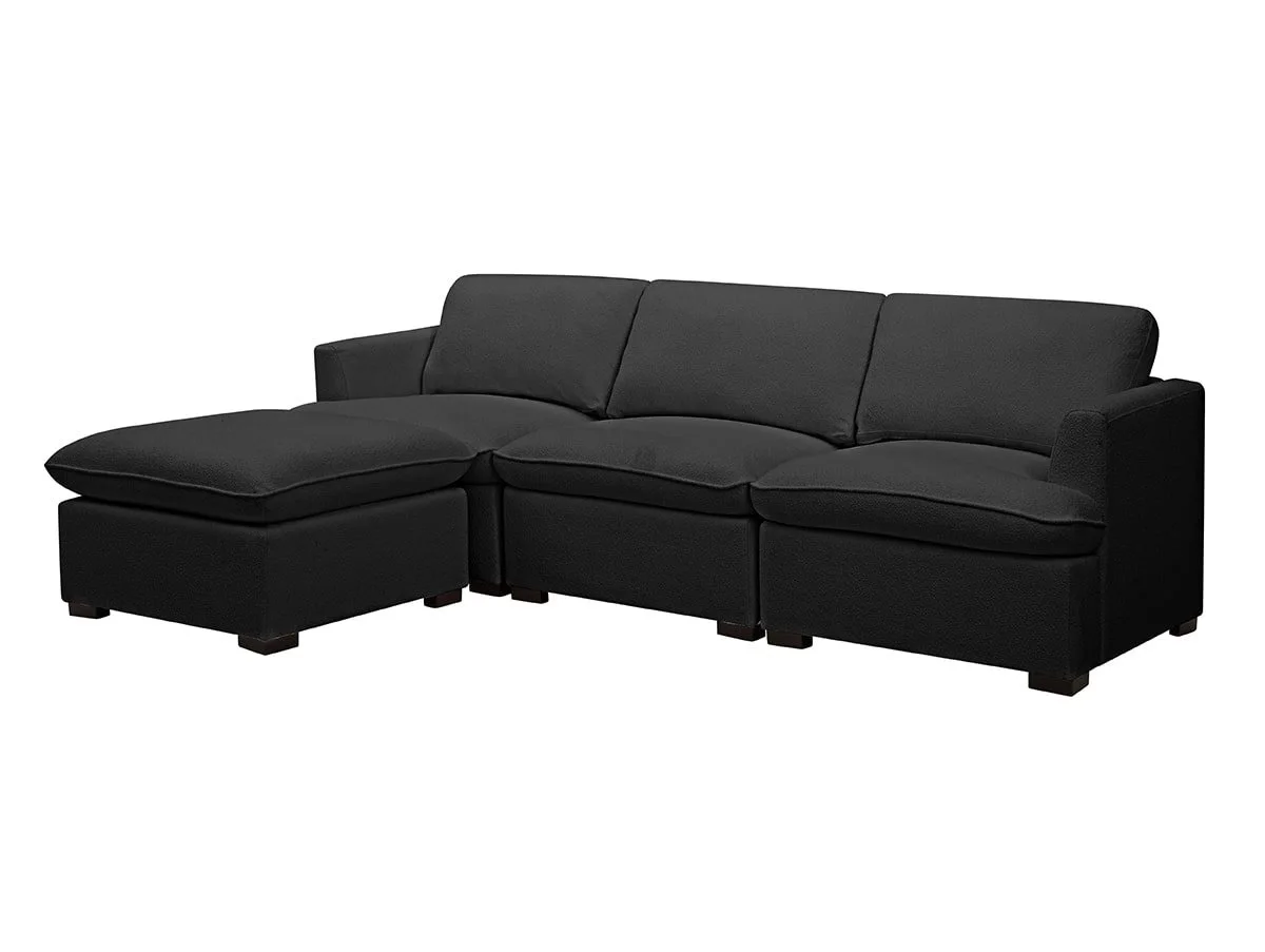TGC TGC Coleen Black Boucle Fabric 3 Seater Sofa with Footstool