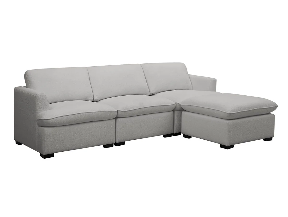 TGC TGC Coleen Grey Boucle Fabric 3 Seater Sofa with Footstool
