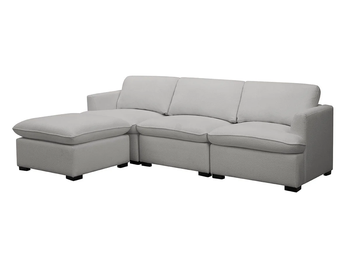 TGC TGC Coleen Grey Boucle Fabric 3 Seater Sofa with Footstool