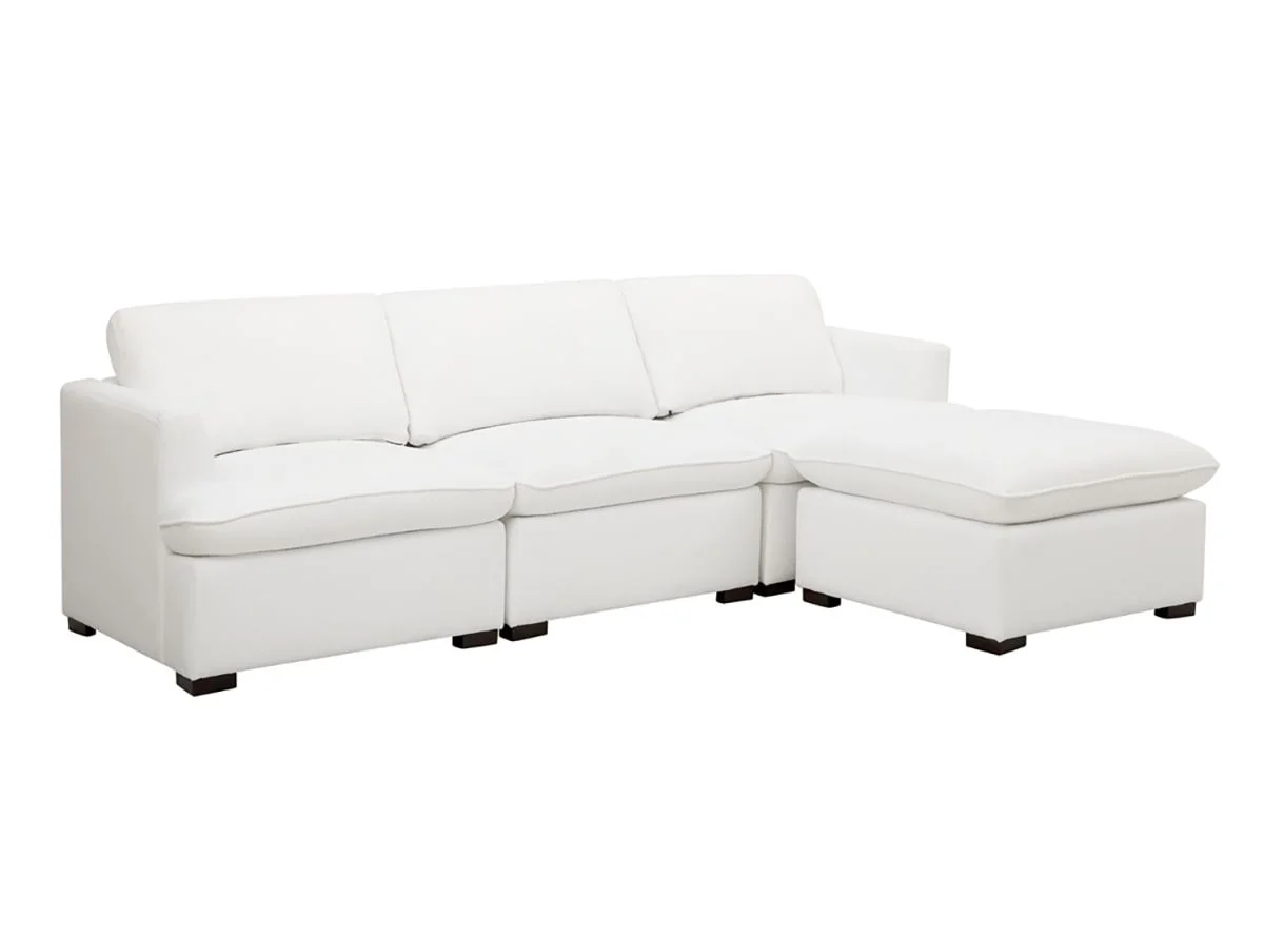 TGC TGC Coleen White Boucle Fabric 3 Seater Sofa with Footstool