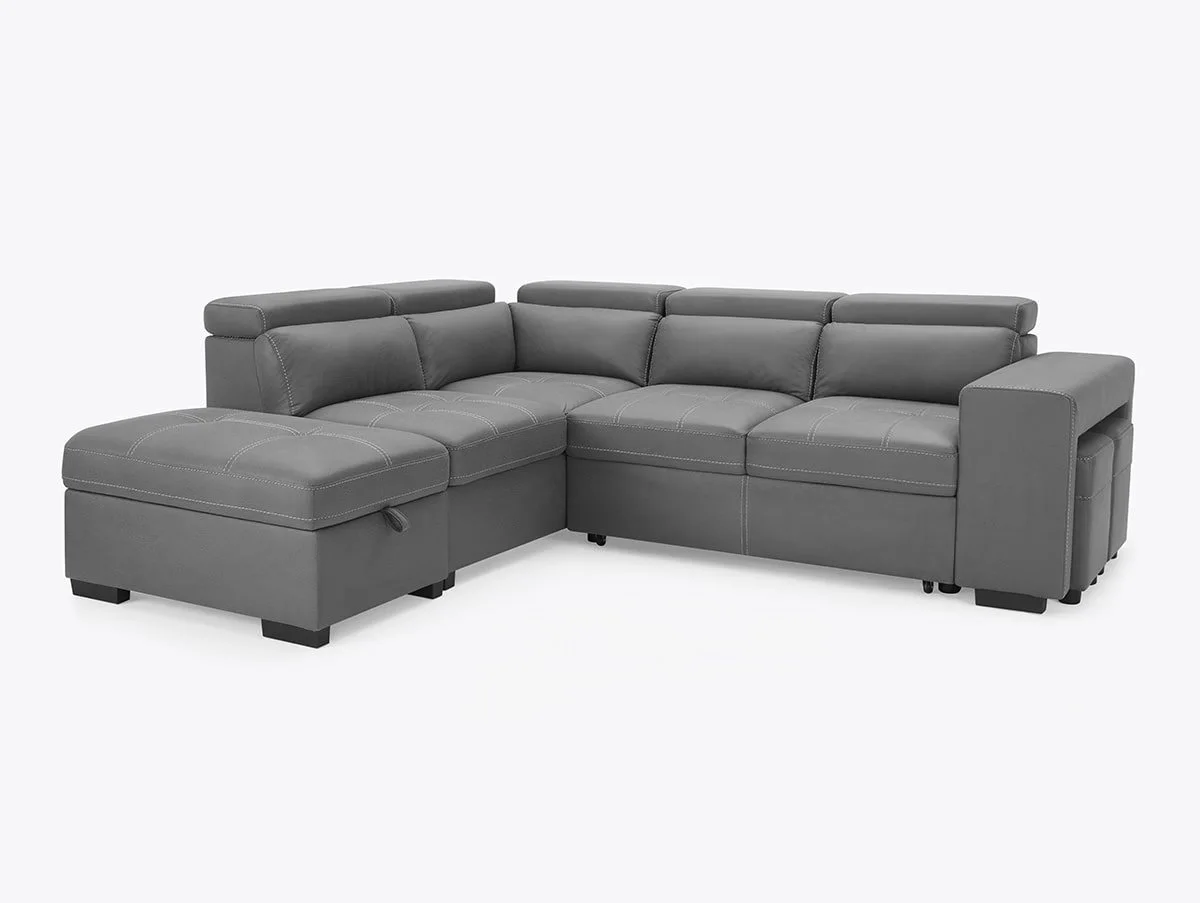 TGC TGC Crimson Grey Faux Leather Left Hand Corner Sofa with Storage