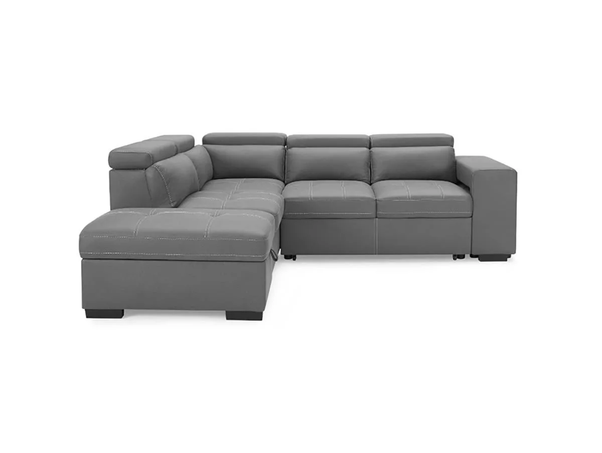 TGC TGC Crimson Grey Left Hand Faux Leather Corner Sofa with Storage
