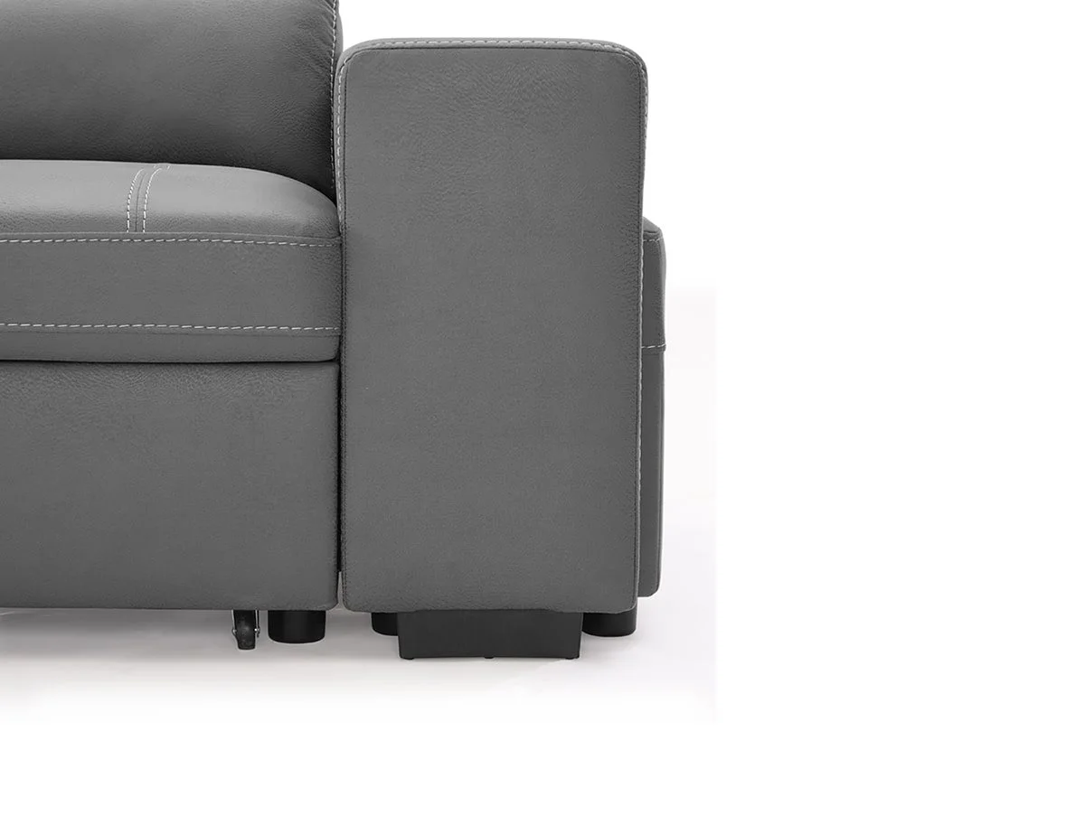 TGC TGC Crimson Grey Left Hand Faux Leather Corner Sofa with Storage