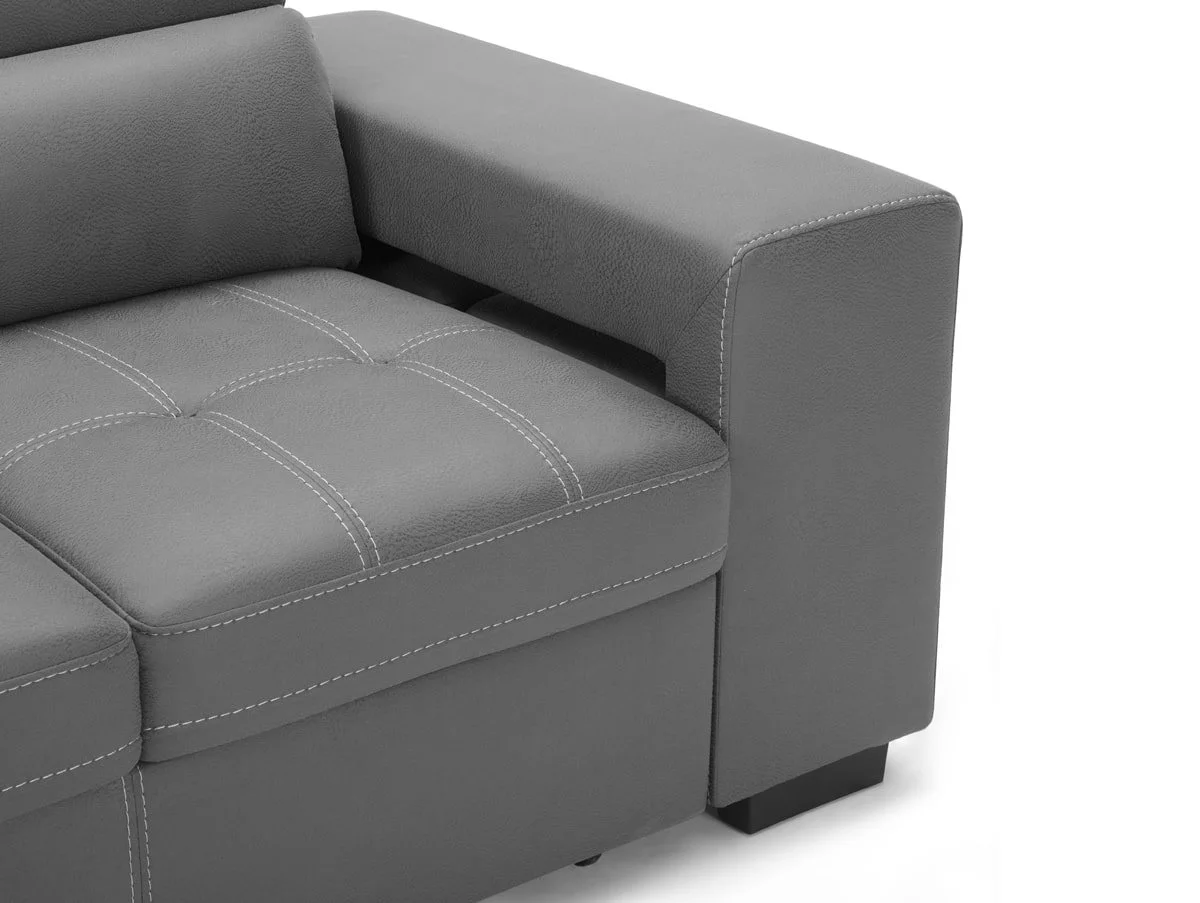 TGC TGC Crimson Grey Left Hand Faux Leather Corner Sofa with Storage
