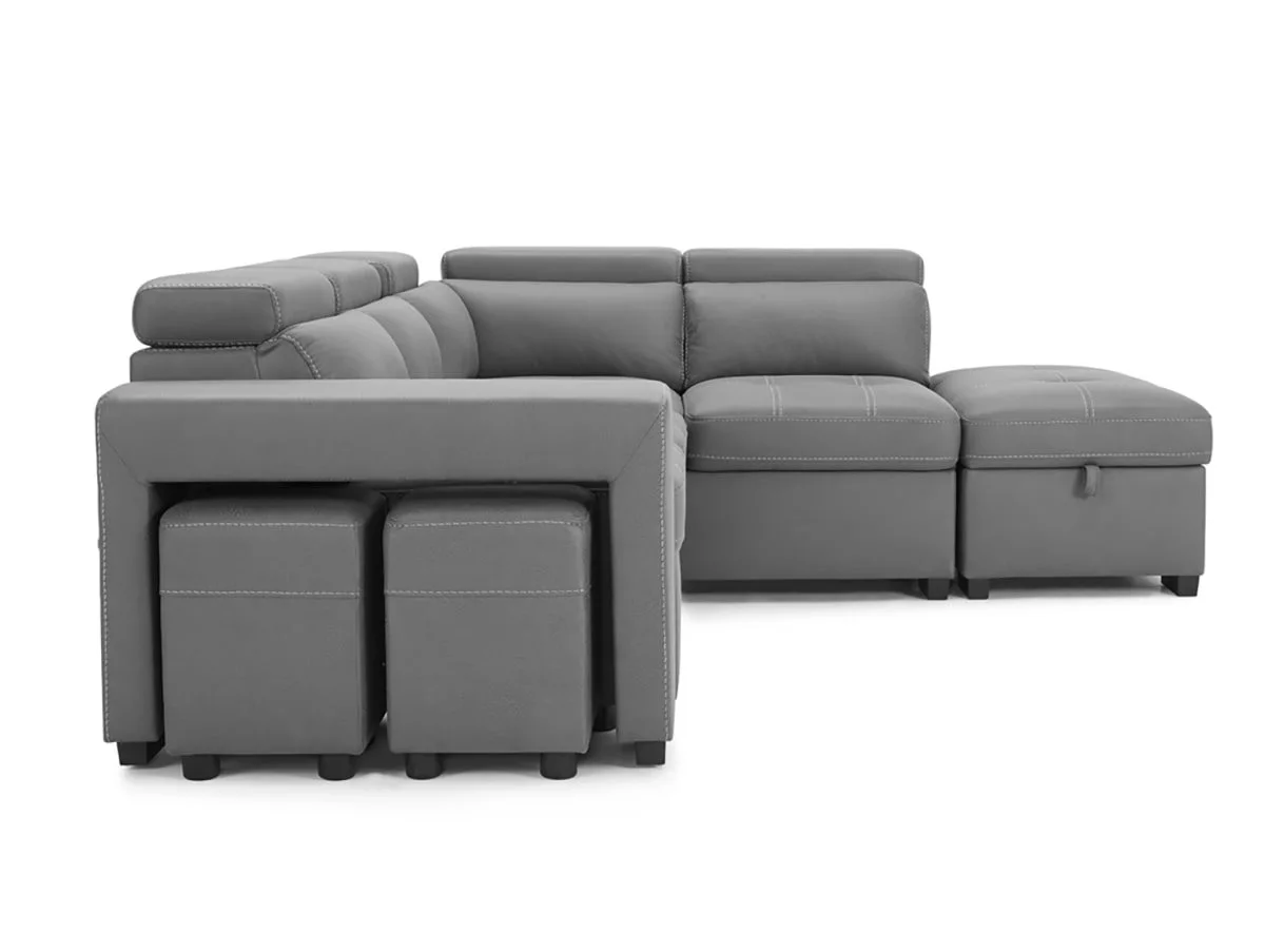 TGC TGC Crimson Grey Right Hand Faux Leather Corner Sofa with Storage