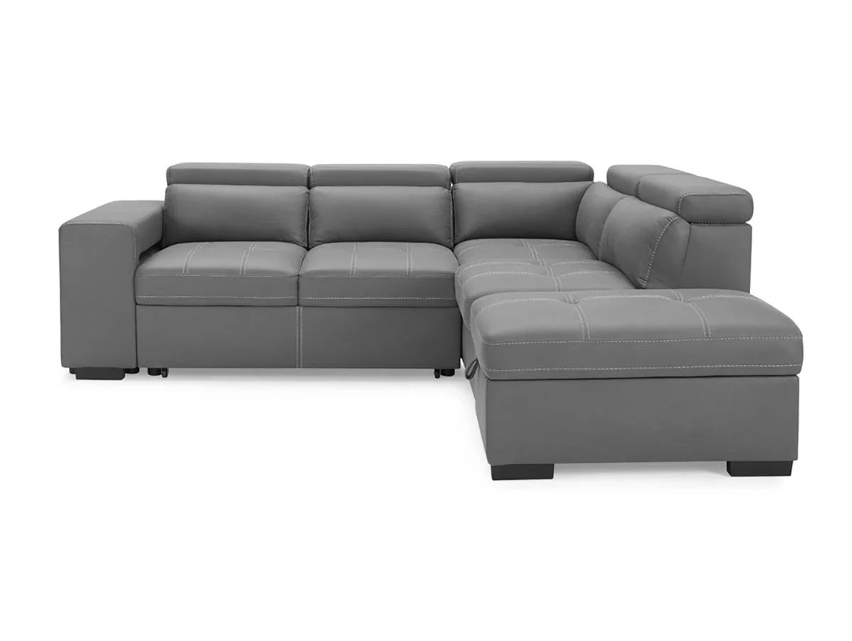 TGC TGC Crimson Grey Right Hand Faux Leather Corner Sofa with Storage
