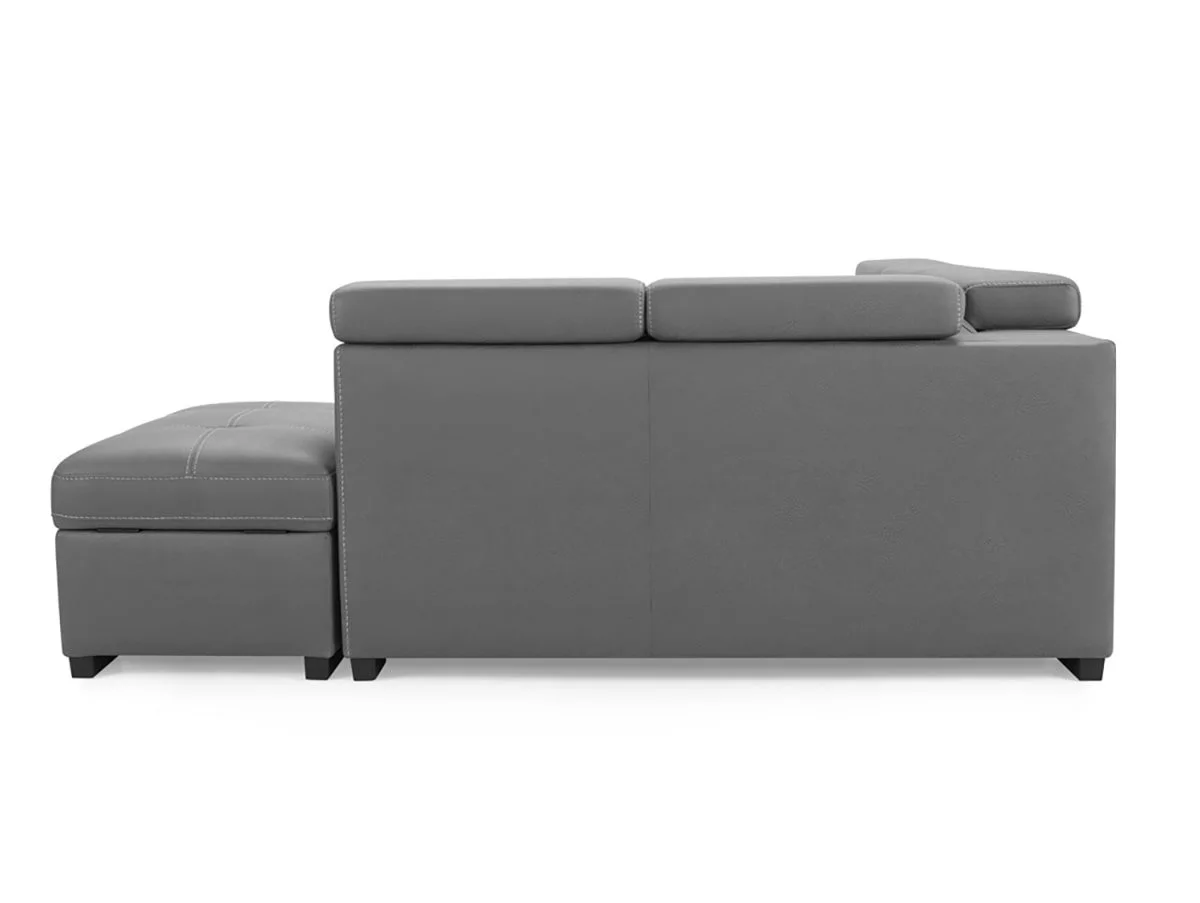 TGC TGC Crimson Grey Right Hand Faux Leather Corner Sofa with Storage