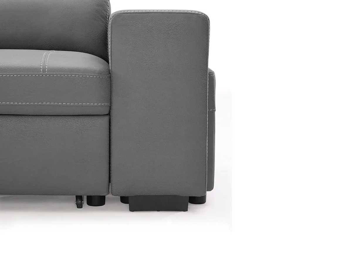 TGC TGC Crimson Grey Right Hand Faux Leather Corner Sofa with Storage