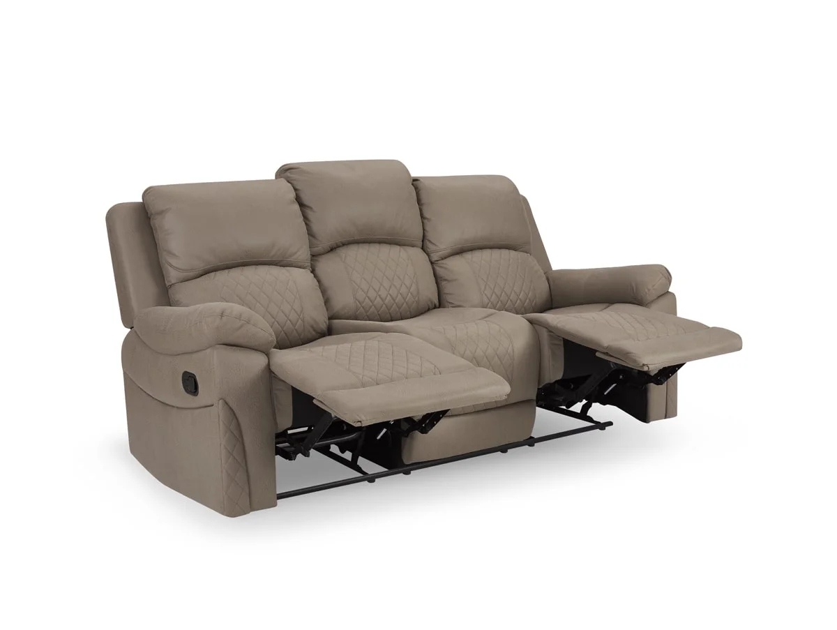 TGC TGC Doran Brown Faux Leather 3 Seater Manual Recliner Sofa