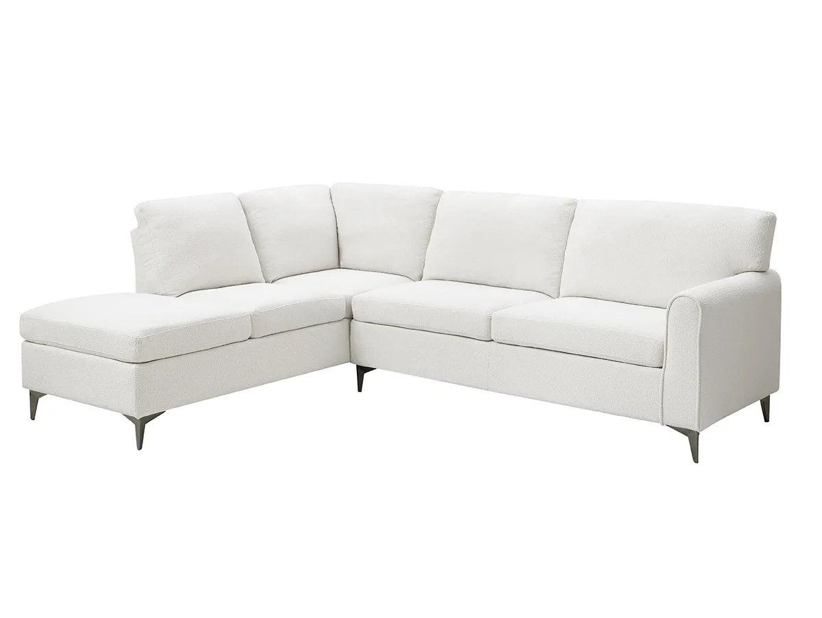 TGC TGC Elise White Boucle Fabric Left Hand Corner Sofa