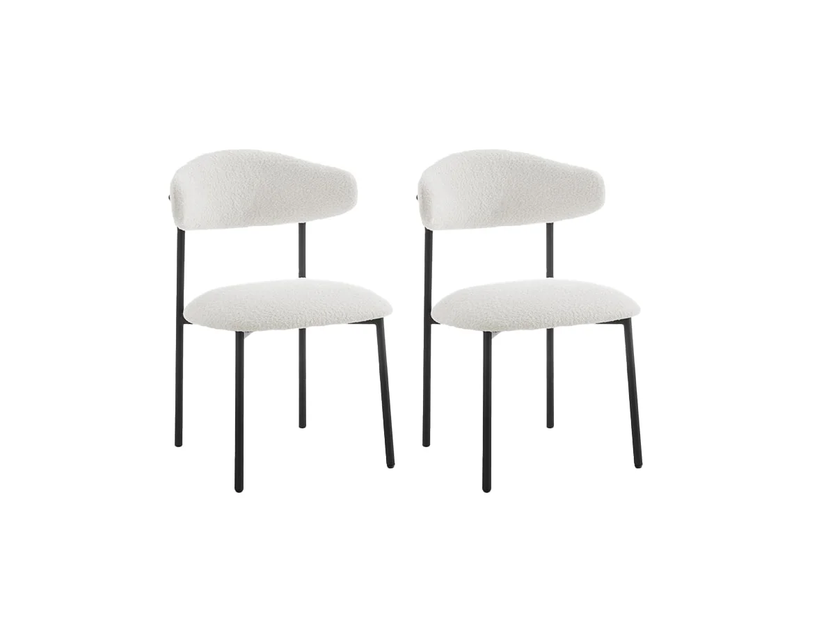 TGC TGC Elliot Set of 2 White Boucle Fabric Dining Chairs