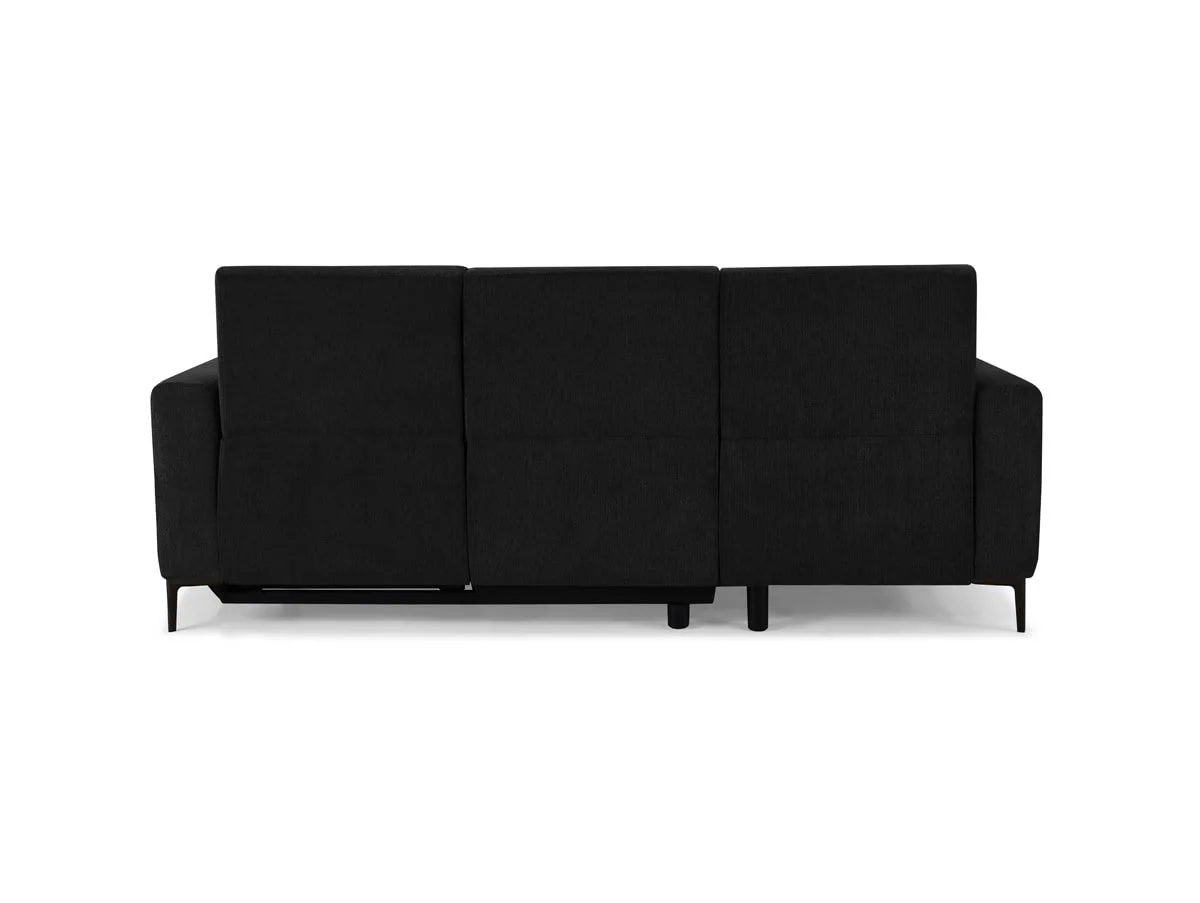 TGC TGC Emma Black Velvet Fabric Left Hand Chaise Recliner Sofa