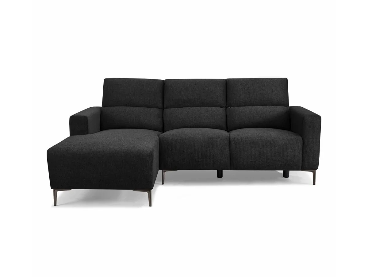 TGC TGC Emma Black Velvet Fabric Left Hand Chaise Recliner Sofa