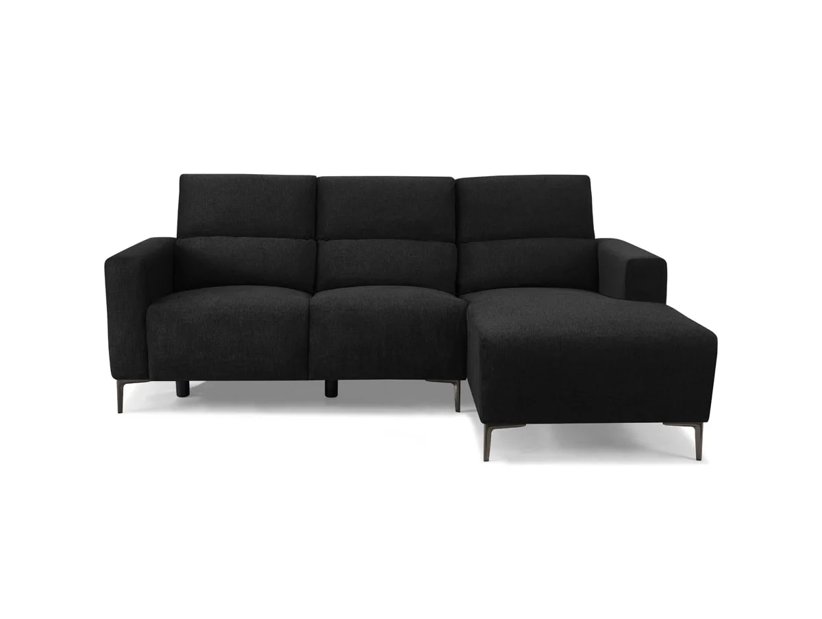 TGC TGC Emma Black Velvet Fabric Right Hand Chaise Recliner Sofa