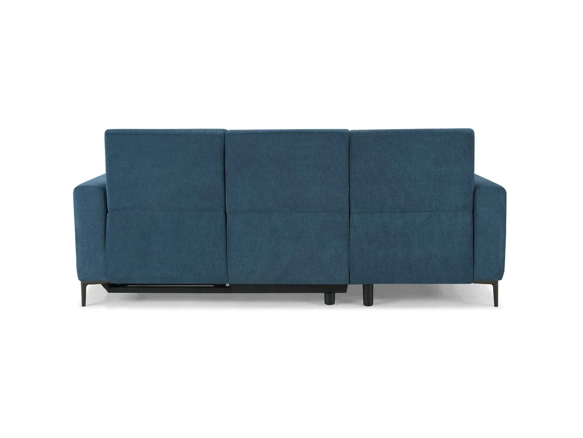 TGC TGC Emma Blue Velvet Fabric Left Hand Chaise Recliner Sofa