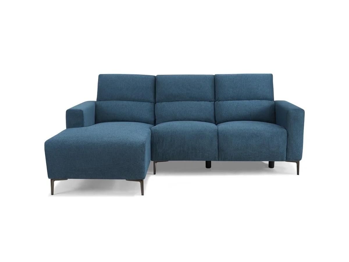 TGC TGC Emma Blue Velvet Fabric Left Hand Chaise Recliner Sofa