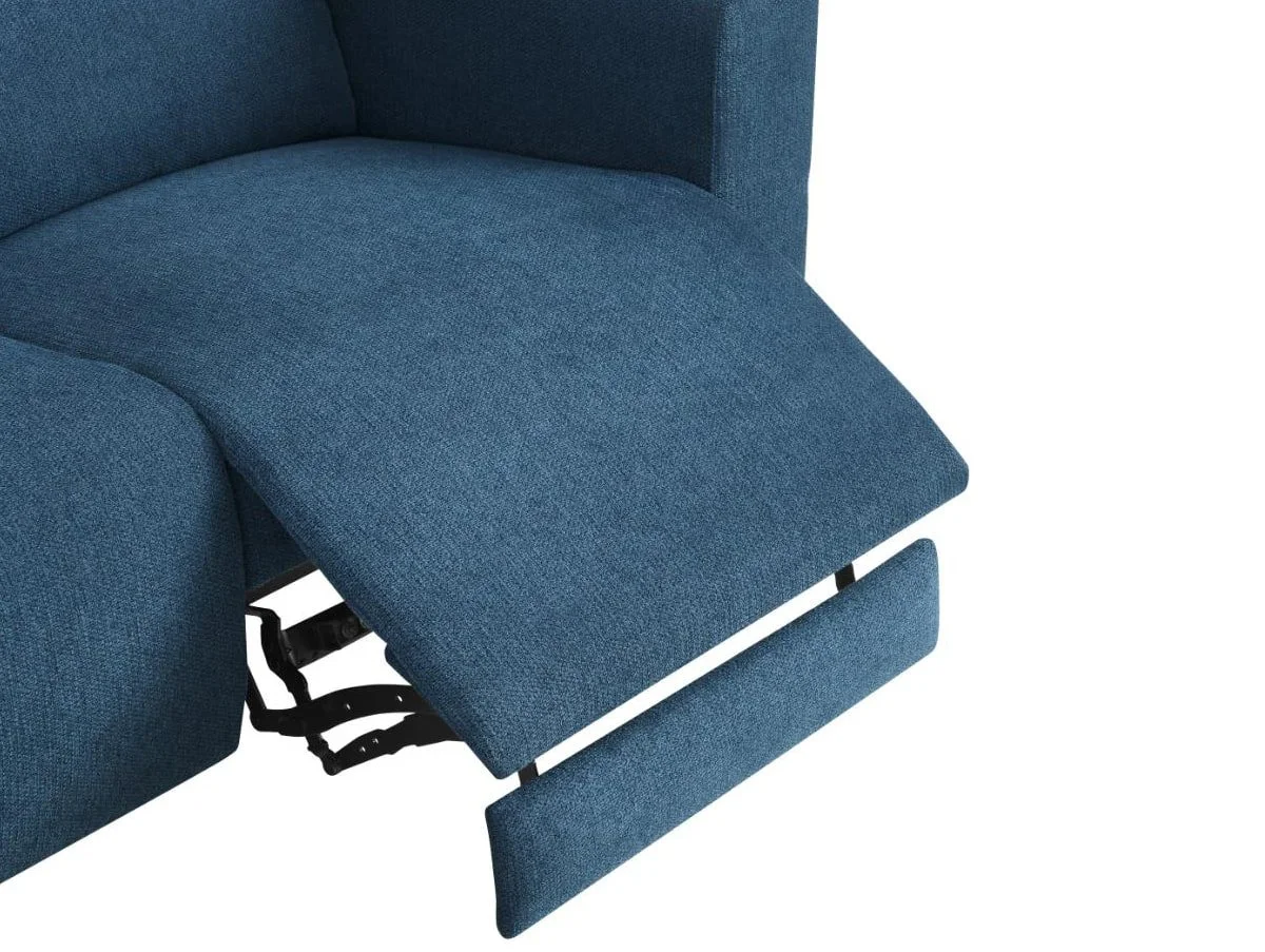 TGC TGC Emma Blue Velvet Fabric Left Hand Chaise Recliner Sofa