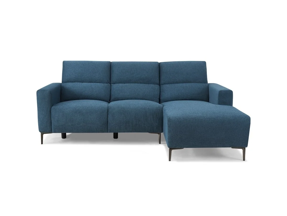 TGC TGC Emma Blue Velvet Fabric Right Hand Chaise Recliner Sofa