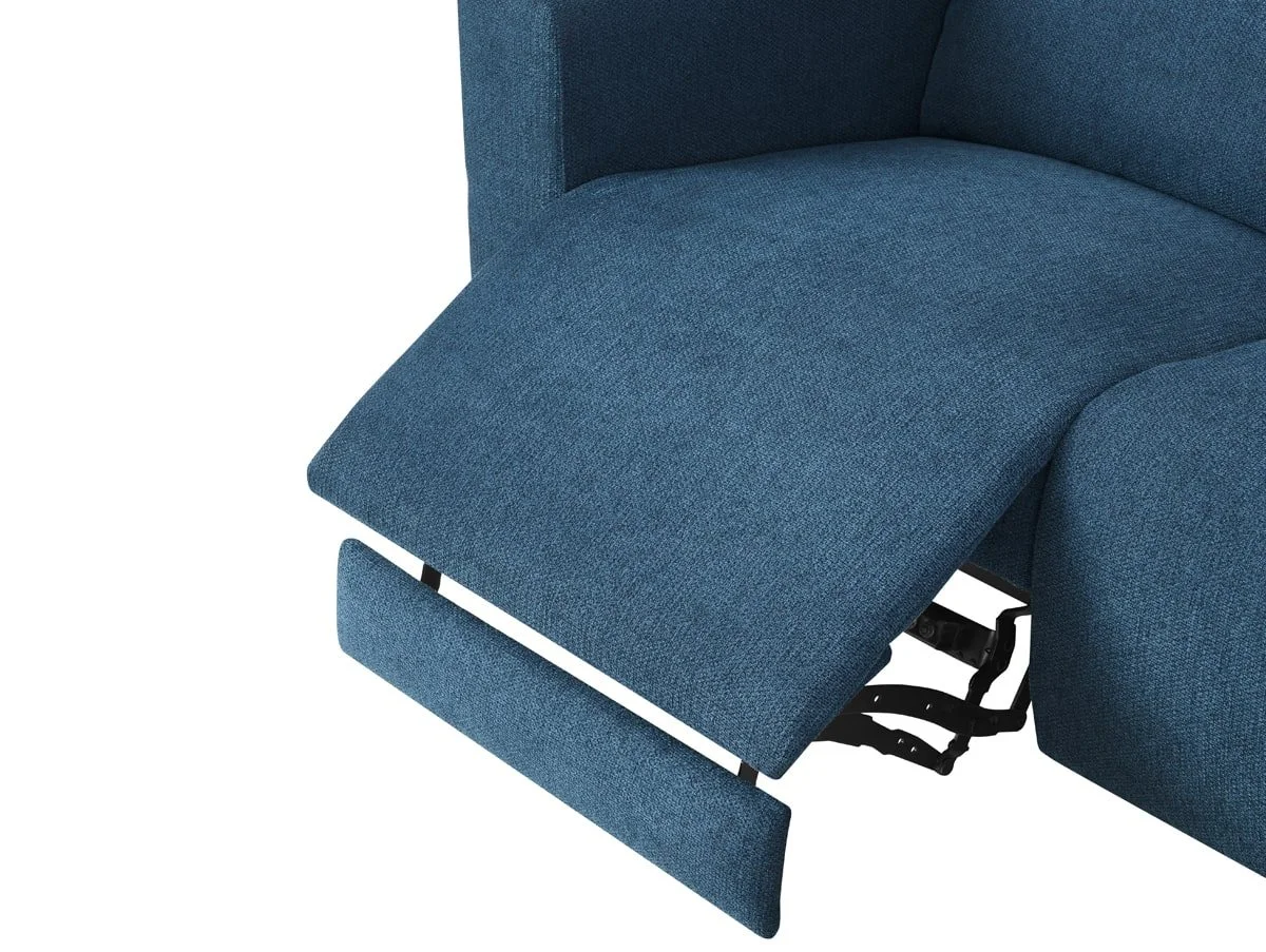 TGC TGC Emma Blue Velvet Fabric Right Hand Chaise Recliner Sofa
