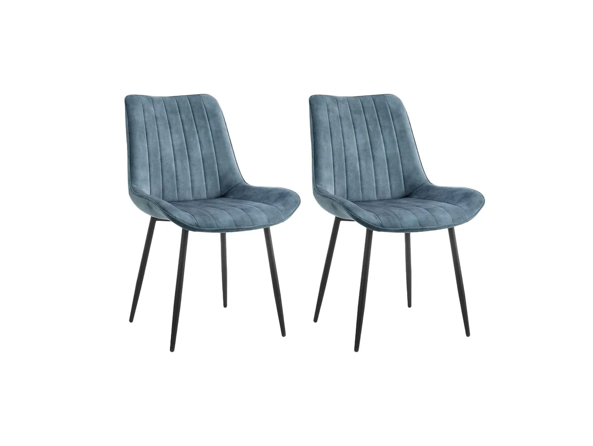 TGC TGC Gemma Set of 2 Blue Velvet Fabric Dining Chairs
