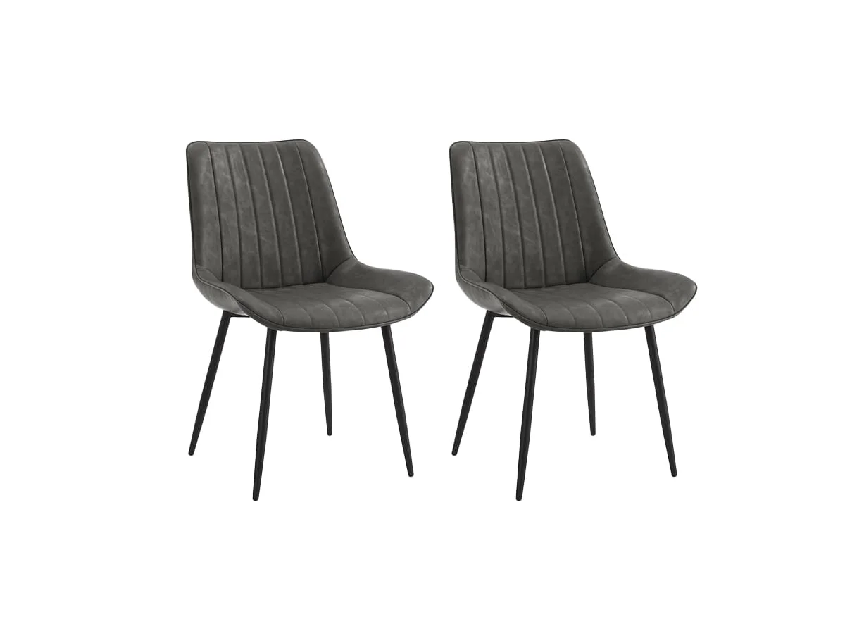 TGC TGC Gemma Set of 2 Grey Faux Leather Dining Chairs