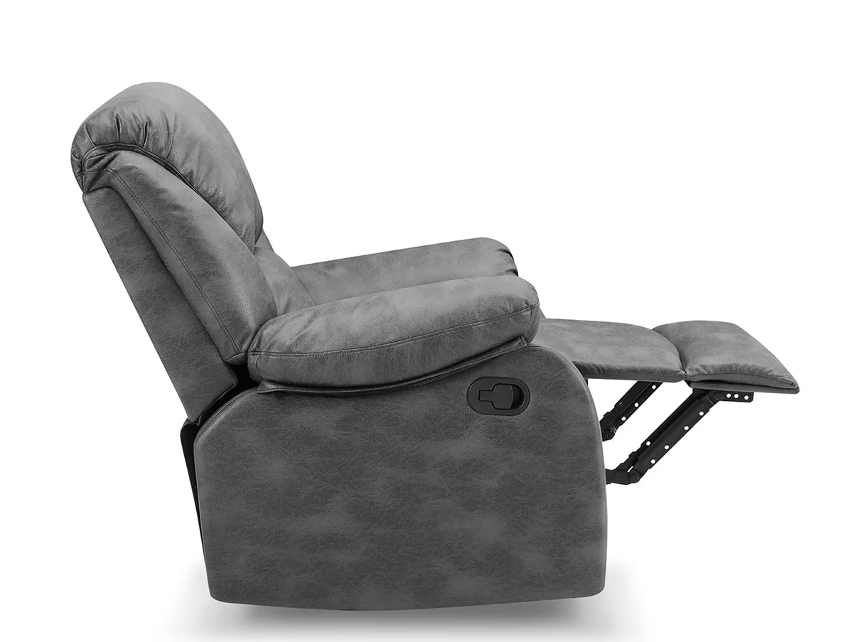TGC TGC George Grey Faux Leather Manual Recliner Chair
