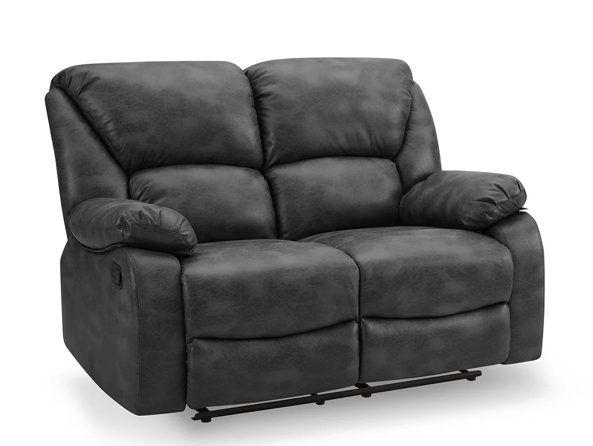 TGC TGC George Black Faux Leather 2 Seater Manual Recliner Sofa