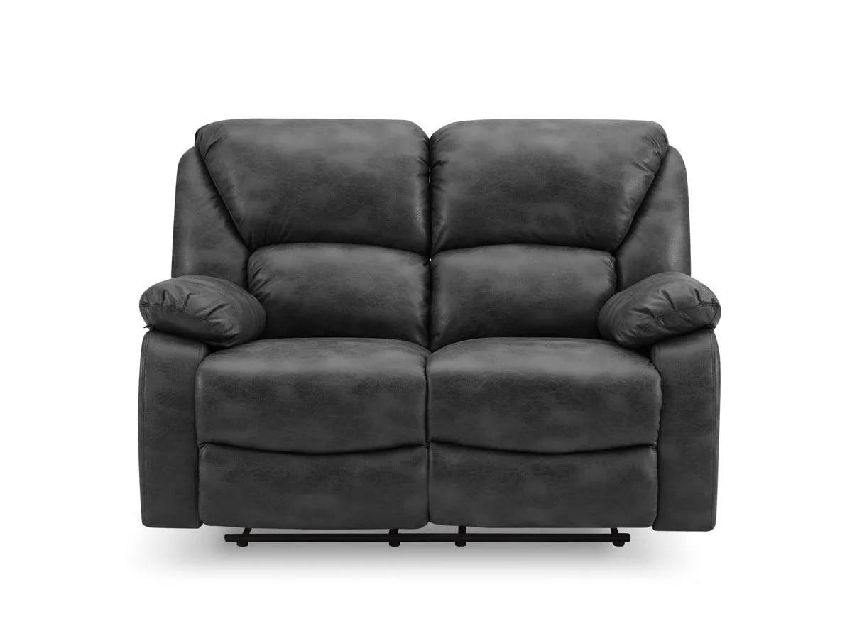 TGC TGC George Black Faux Leather 2 Seater Manual Recliner Sofa