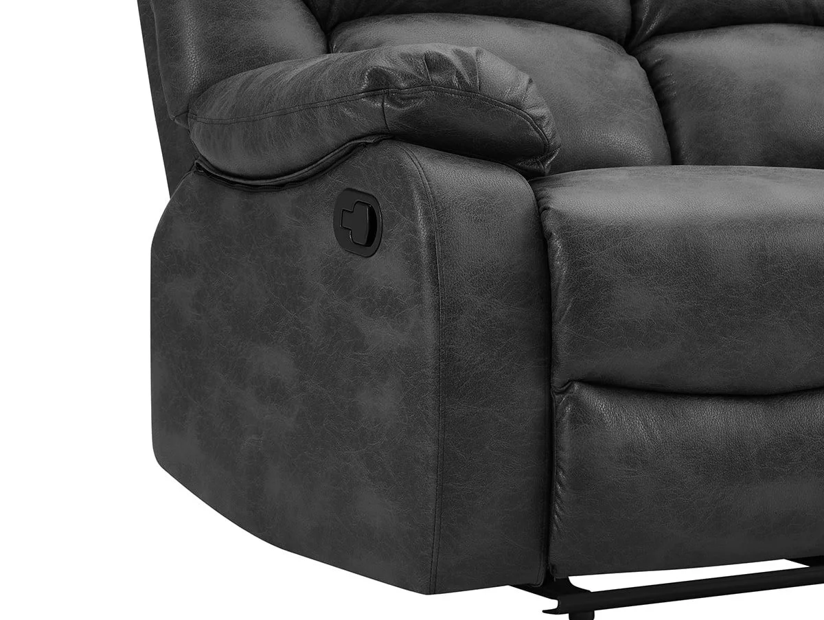 TGC TGC George Black Faux Leather 2 Seater Manual Recliner Sofa