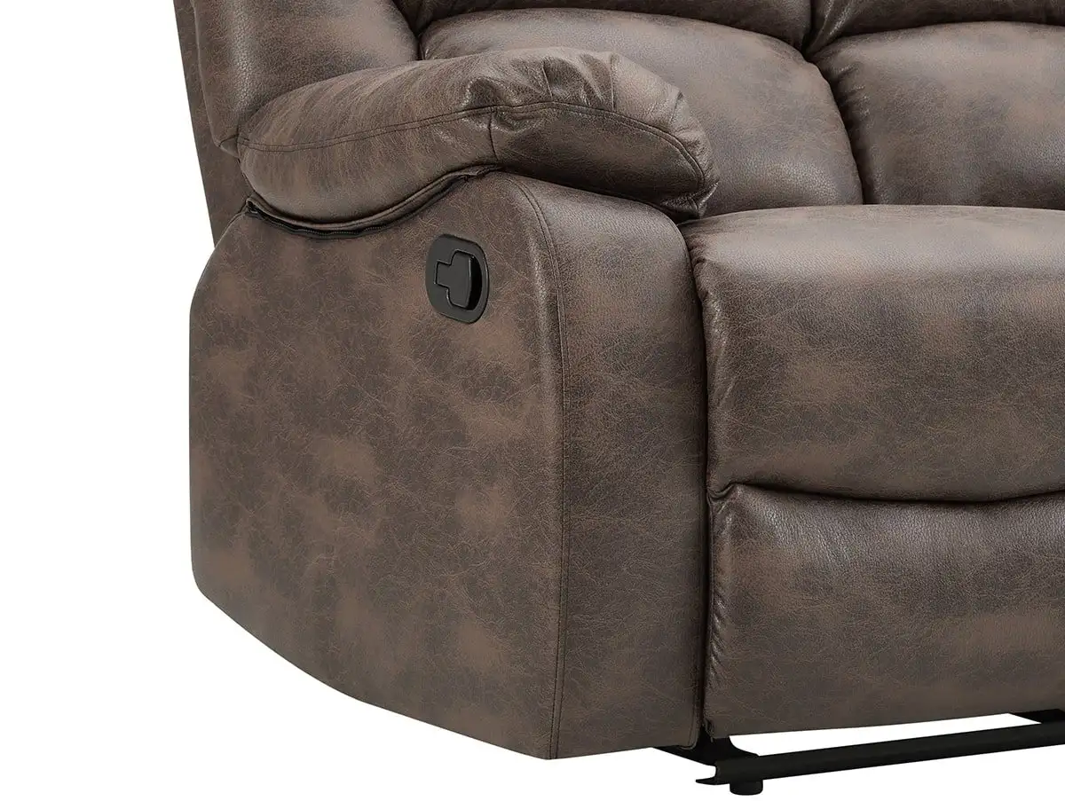 TGC TGC George Brown Faux Leather 2 Seater Manual Recliner Sofa