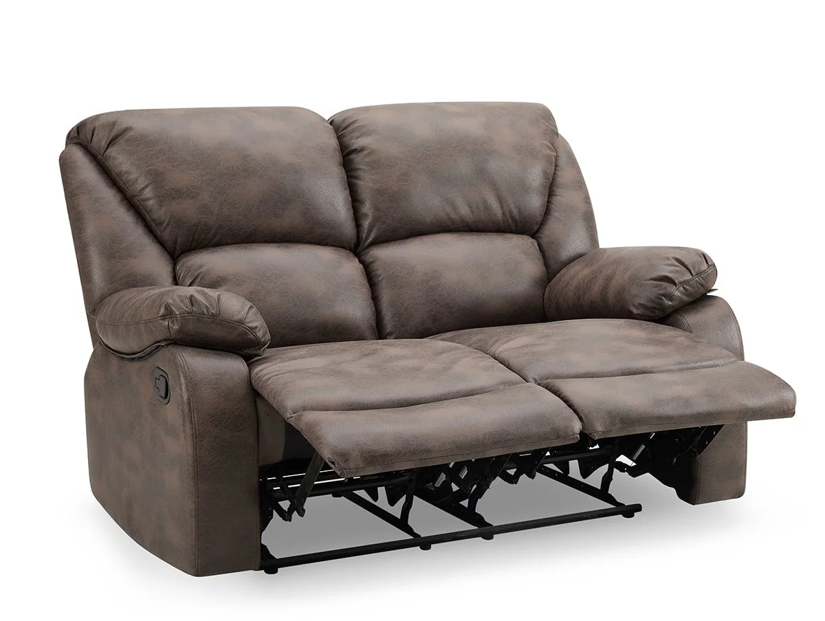 TGC TGC George Brown Faux Leather 2 Seater Manual Recliner Sofa