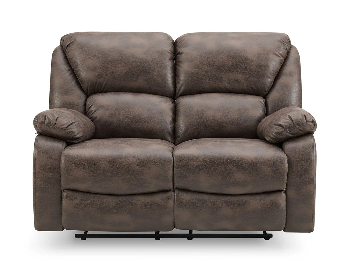 TGC TGC George Brown Faux Leather 2 Seater Manual Recliner Sofa
