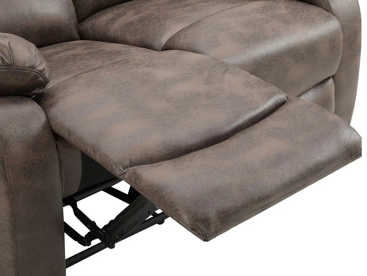 TGC TGC George Brown Faux Leather 2 Seater Manual Recliner Sofa