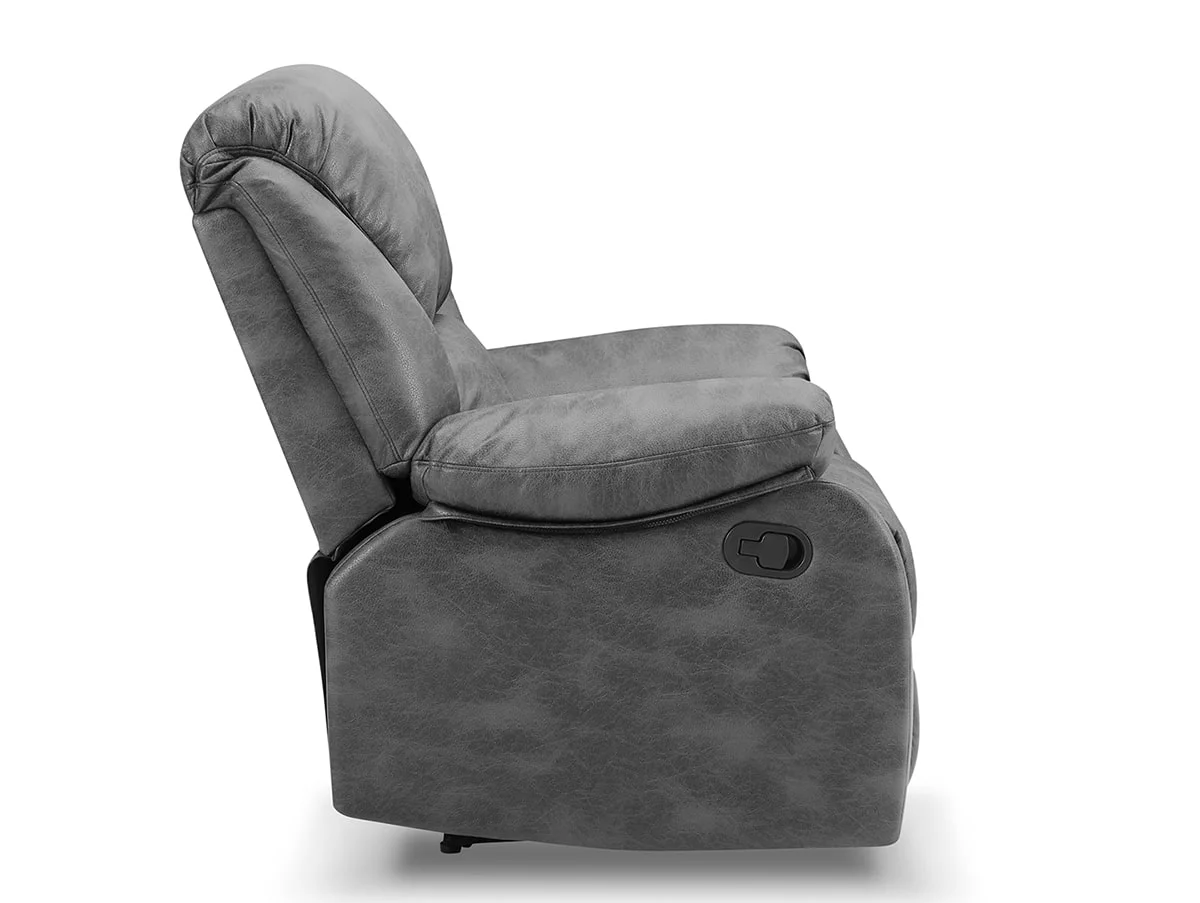 TGC TGC George Grey Faux Leather 2 Seater Manual Recliner Sofa