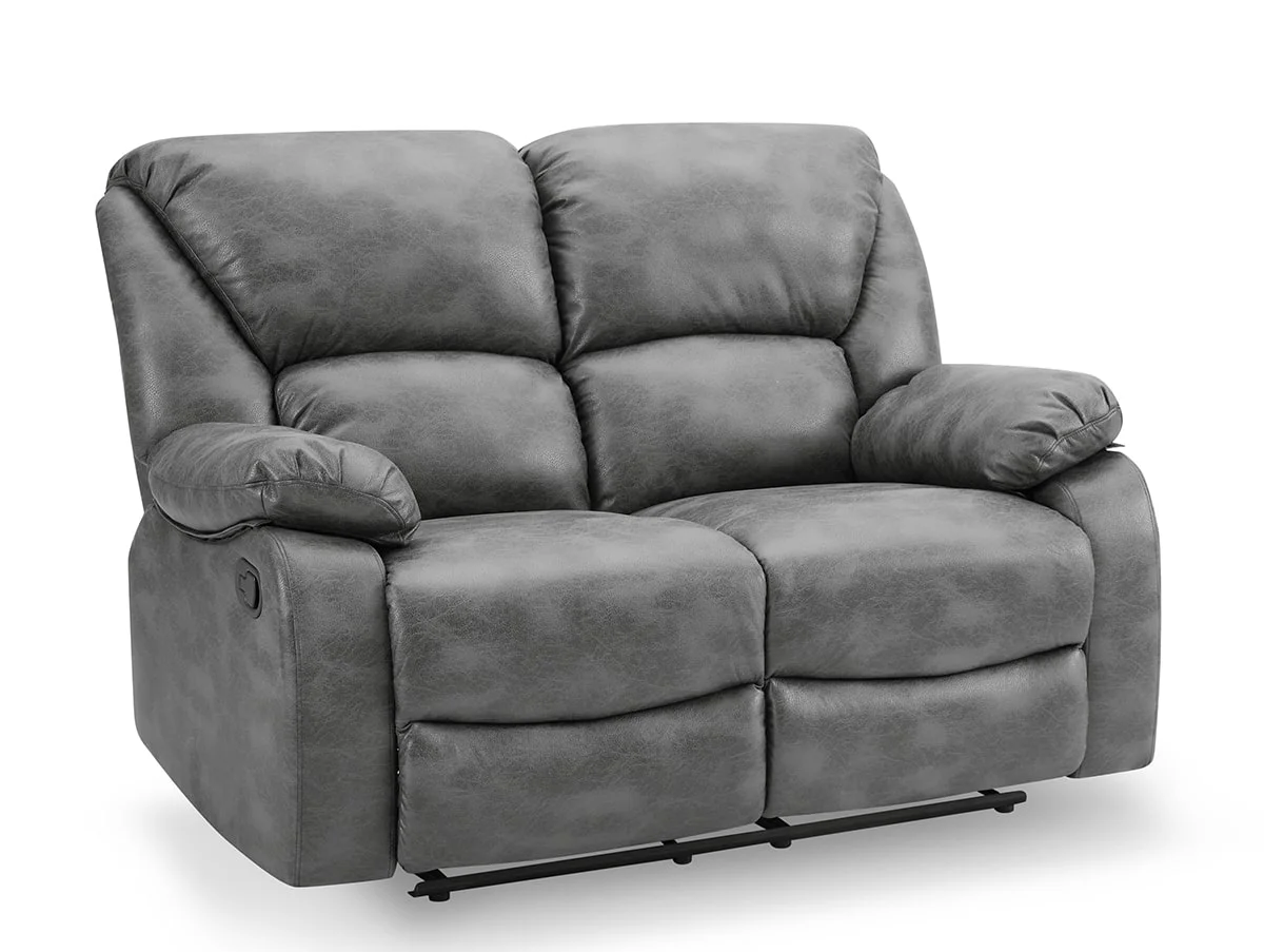 TGC TGC George Grey Faux Leather 2 Seater Manual Recliner Sofa
