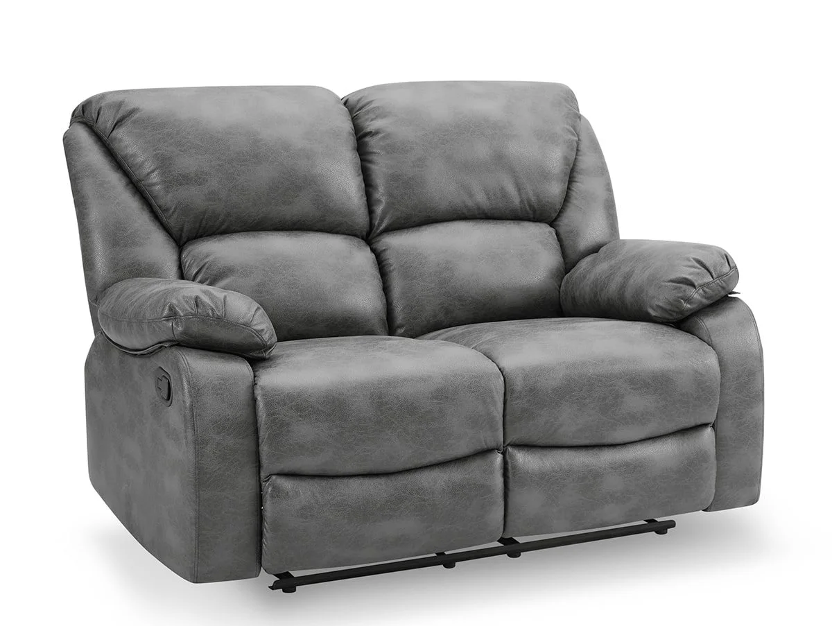 TGC TGC George Grey Faux Leather 2 Seater Manual Recliner Sofa